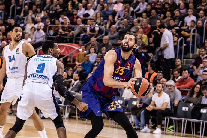 Nikola Mirotic of FC Barcelona, during the Turkish Airlines EuroLeague match between  FC Barcelona  and Zenit St Petersburg at Palau Blaugrana on January 30, 2020 in Barcelona, Spain.