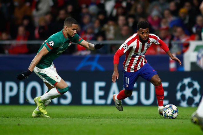 Thomas Lemar con el Atlético de Madrid en un partido de Champions
