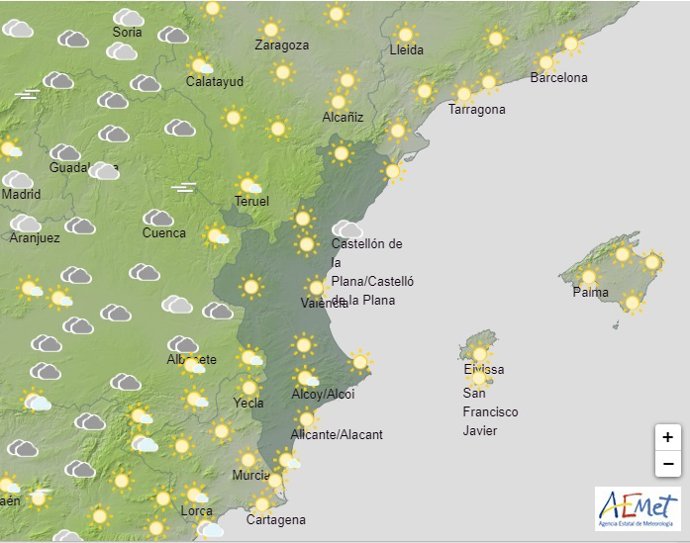 Predicción para la Comunitat Valenciana del 1 de febrero de 2020