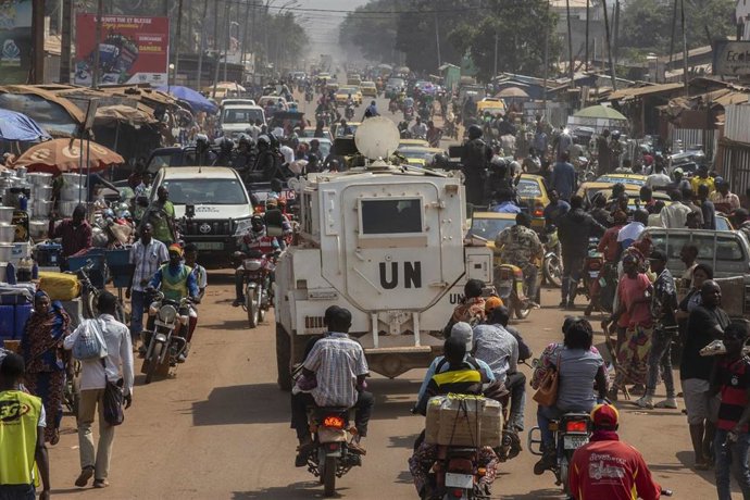 Un vehículo de la MINUSCA en Bangui