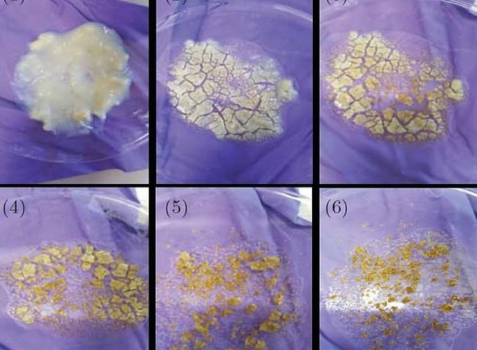 Pasos sucesivos para la obtención de análogos de polvo cósmico en un microondas