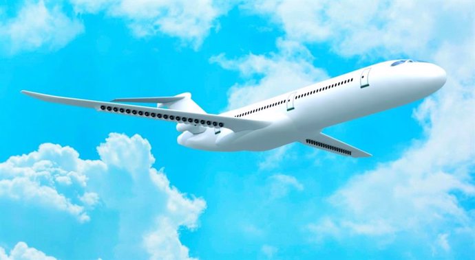 Concepto de avión propulsado con motores híbrido eléctricos