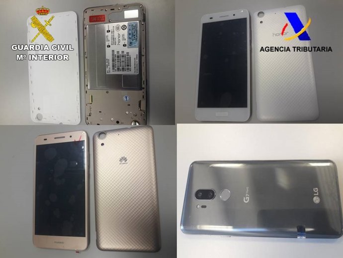 Teléfonos incautados en Alicante que se pretendían vender en Argelia.
