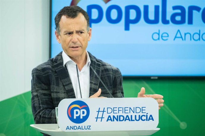 El vicesecretario de Sectores Productivos del PP-A, Pablo Venzal, este lunes en rueda de prensa.