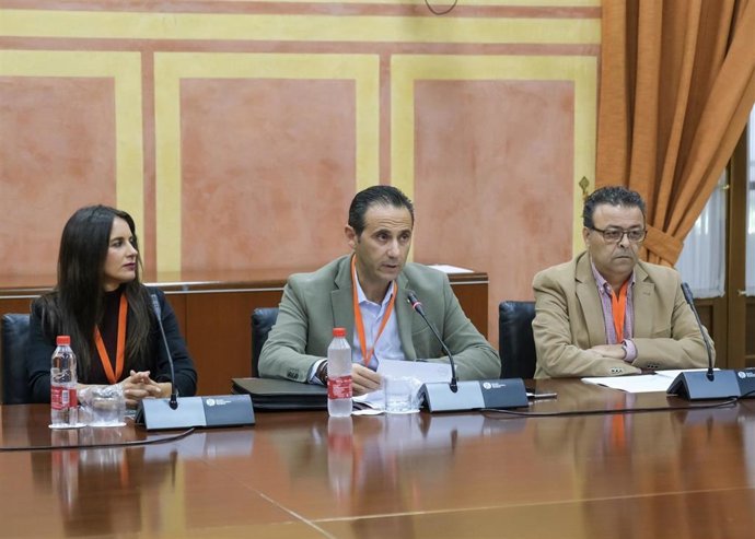 El presidente de CSIF-A, Germán Girela, durante su comparecencia en el Parlamento sobre el Presupuesto de la Junta de 2020 (Foto de archivo).