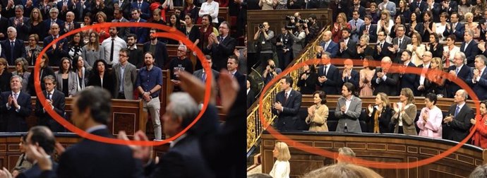 Diputados de Unidas Podemos ante el discurso del Rey, antes y después de entrar en el Gobierno
