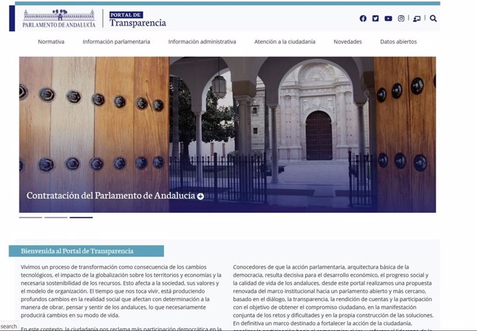 Nuevo Portal de Transparencia del Parlamento andaluz