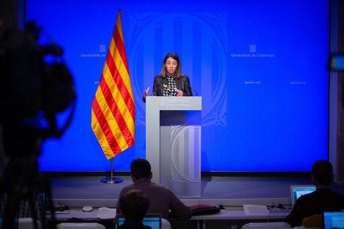 La consellera de Presidencia y portavoz del Govern, Meritxell Budó, ofrece una rueda de prensa posterior al Consell Executiu en el Palacio de la Generalitat, en Barcelona (España), a 04 de febrero de 2020.