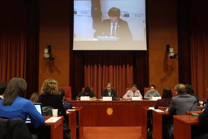 Carles Puigdemont en la comissió d'investigació del 155 al Parlament.