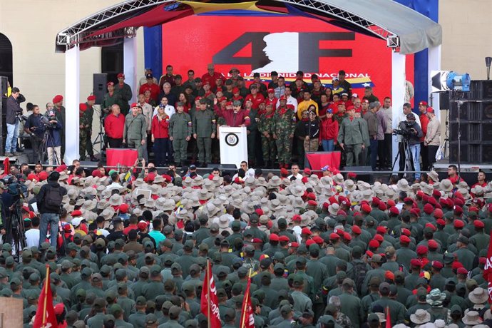 El presidente de Venezuela, Nicolás Maduro, en un acto con militares 