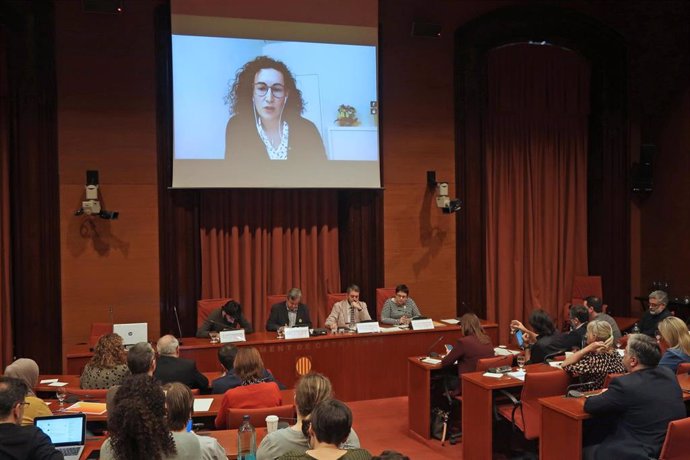 Marta Rovira (ERC) comparece por videoconferencia en la comisión del 155 del Parlament