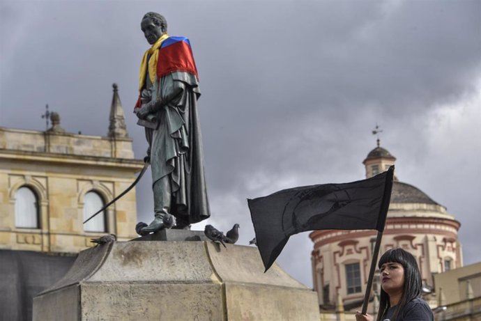 Protesta en Bogotá contra el presidente colombiano, Iván Duque