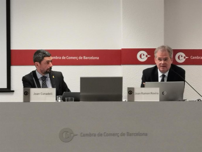 El president de la Cambra de Comer de Barcelona, Joan Canadell, i Joan Ramon Rovira