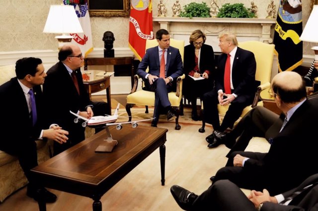 Juan Guaidó junto a Donald Trump durante su visita a la Casa Blanca.