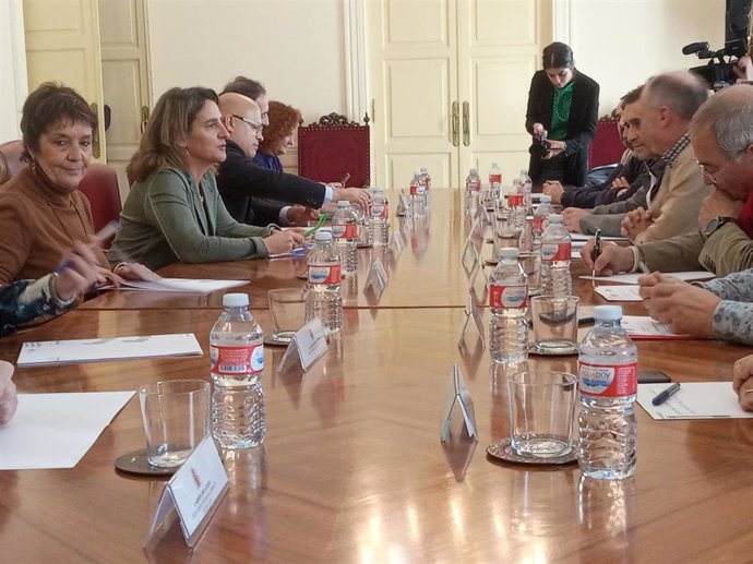 Reunión entre los representantes de los sindicatos UGT y CC.OO en Castilla y León y la vicepresidenta cuarta y ministra para la Transición Ecológica y Reto Demográfico.