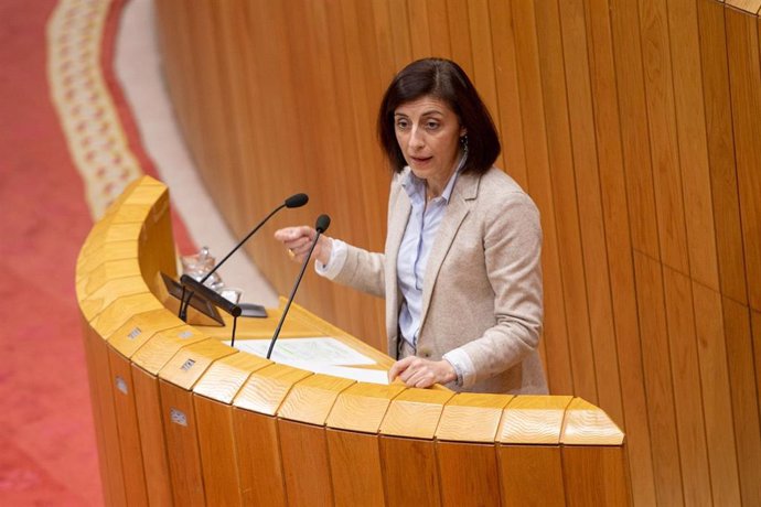 La conselleira de Medio Ambiente, Territorio e Vivenda, Ángeles Vázquez, en el pleno del Parlamento