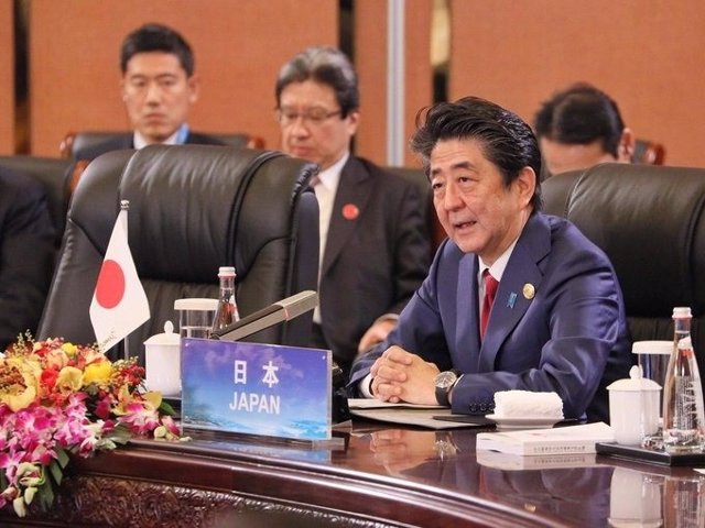 El primer ministro de Japón, Shinzo Abe, en una reunión internacional