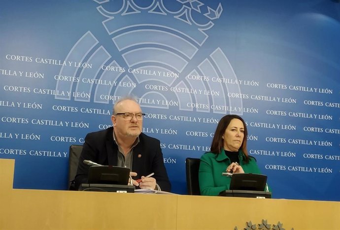 El coordinador de Econonía y Hacienda del PSOE, José Francisco Martín, y la portavoz de Industria, Rosa Rubio, informan de la reforma del impuesto de sucesiones y donaciones.
