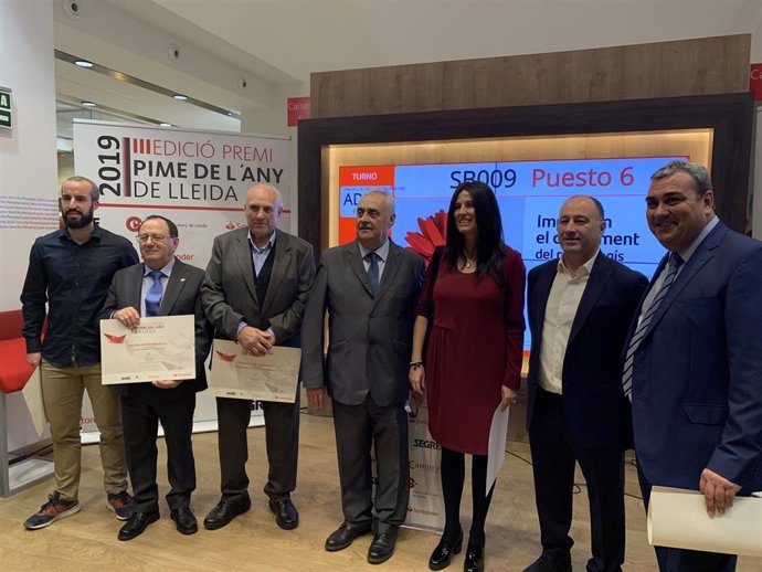 Empresarios premiados en la ceremonia Premio Pyme del Año 2019 de Lleida.