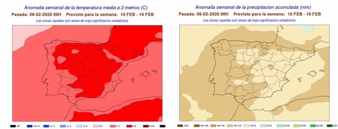 Mapa elaborado por la Aemet con la previsión para las próximas semanas en Castilla y León