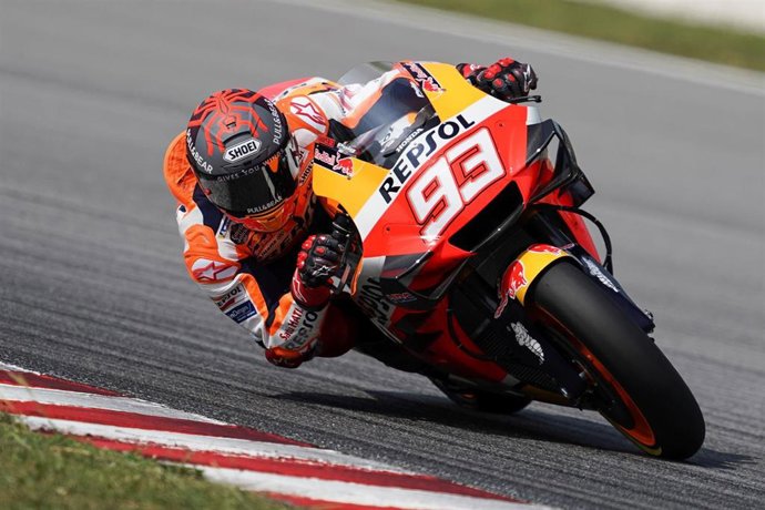 El piloto de MotoGP Marc Márquez (Repsol Honda) en el test de Sepang (Malasia) de 2020