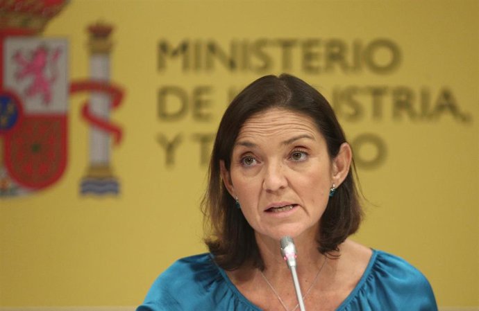 La ministra de Industria, Comercio y Turismo en funciones, Reyes Maroto comparece en rueda de prensa tras la reunión de la Comisión Interministerial de Turismo en el Ministerio de Industria, Comercio y Turismo, en Madrid, a 3 de octubre de 2019.