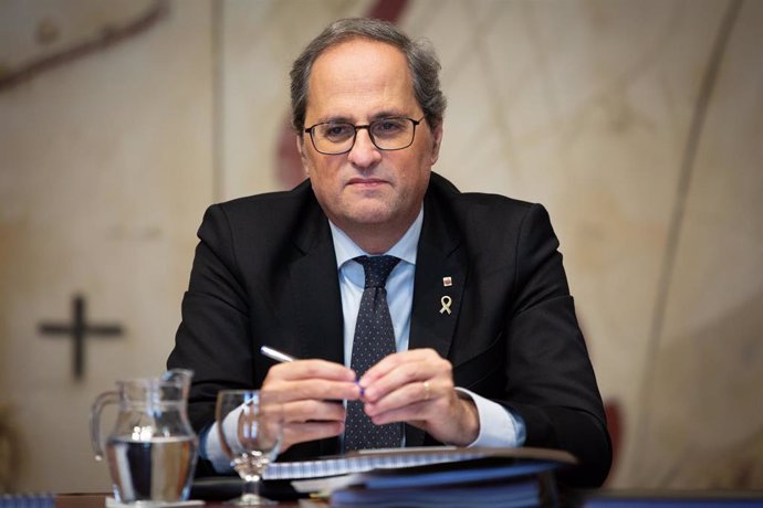 El president de la Generalitat, Quim Torra, en la reunión del Consell Executiu después su declaración institucional en la que ha afirmado que habrá adelanto electoral, en Barcelona /Catalunya (España), a 29 de enero de 2020.