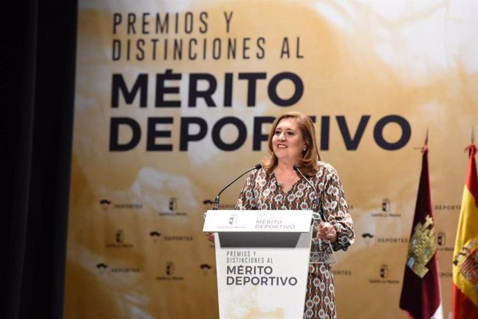 La consejera de Educación, Cultura y Deportes de C-LM, Rosa Ana Rodríguez, durante la entrega de los Premios y Distinciones al Mérito Deportivo de Castilla-La Mancha