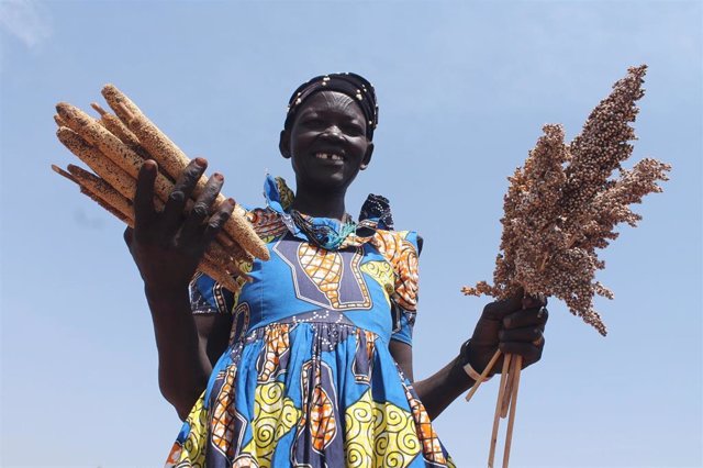 Una mujer agricultora en Sudán del Sur