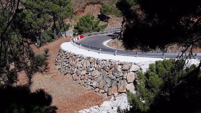 Carretera en la que la Diputación de Málaga ha realizado obras tras los temporales