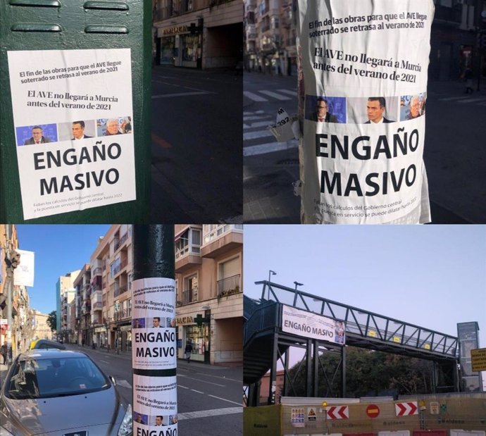 Alguno de los carteles protesta en el entorno de la pasarela de Santiago el Mayor
