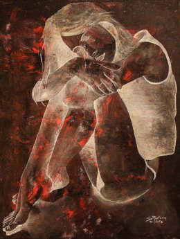 Una de las obras de la exposición de Joxerra Pérez dee Rentería en la Fundación Caja Rioja-Bankia de Nájera.