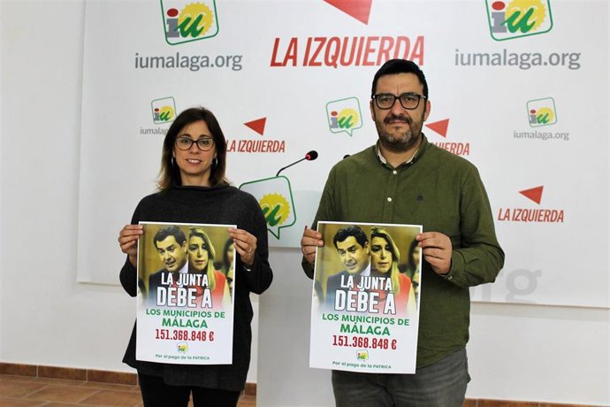 El parlamentario de IU en Adelante Andalucía, Guzmán Ahumada, y la diputada de IU en Adelante Málaga, Teresa Sánchez