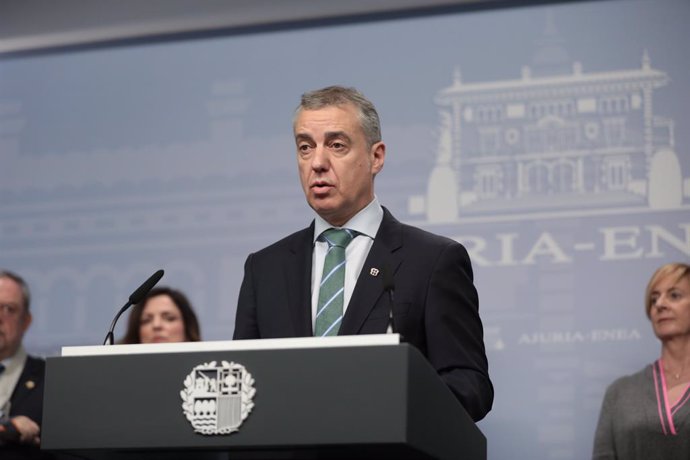 El lehendakari, Iñigo Urkullu, anuncia l'avanament electoral al País Basc, que tindran lloc el 5 d'abril, Vitoria (Espanya), 10 de febrer del 2020.