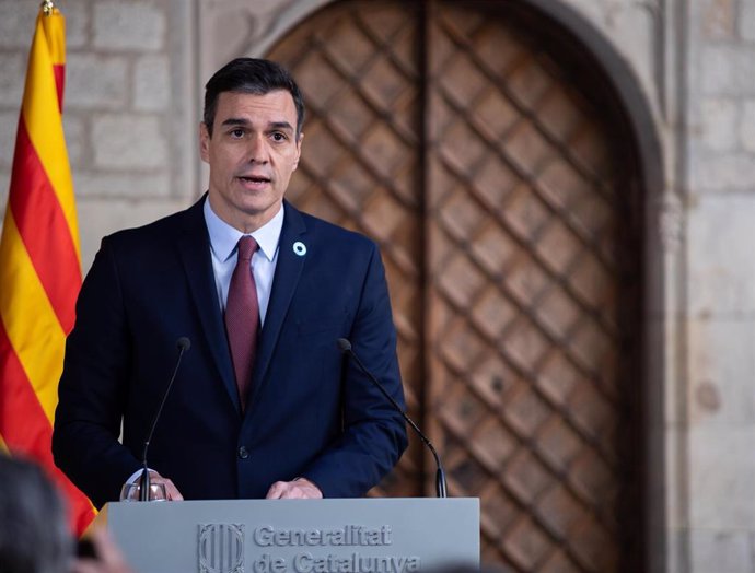 El presidente del Gobierno, Pedro Sánchez, en la Generalitat la semana pasada