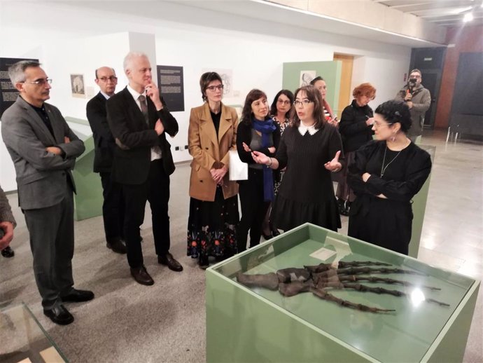 El alcalde de Logroño y el rector de la UR han inaugurado la exposición 'Iluminando la ciencia. Paleontólogas e ilustradoras', en la Casa de las Ciencias.
