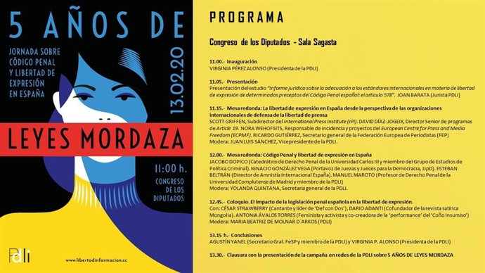 Programa de la jornada sobre libertad de expresión en el Congreso
