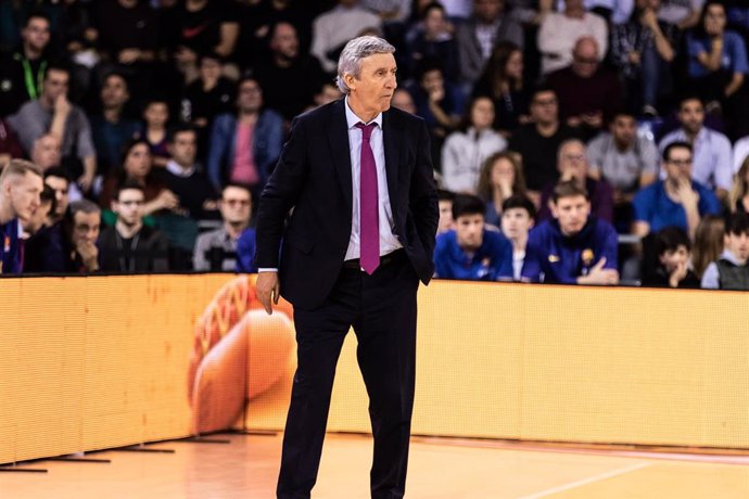 Svetislav Pesic, Head coach of Fc Barcelona , during the Turkish Airlines EuroLeague match between  FC Barcelona  and AX Armani Exchange Olimpia Milan at Palau Blaugrana on February 07, 2020 in Barcelona, Spain.