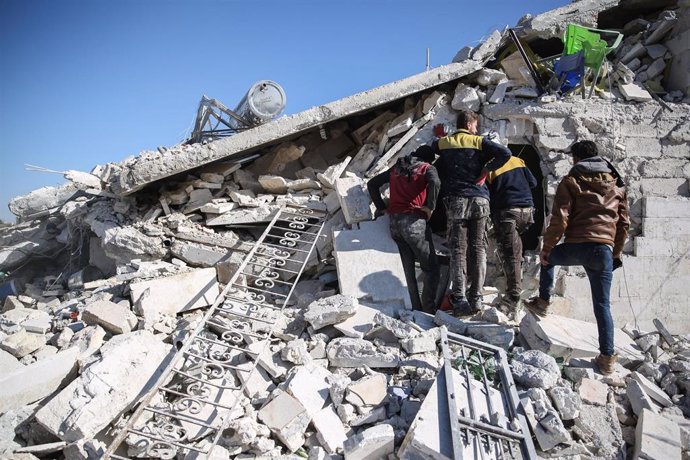 Una zona bombardeada por fuerzas rusas y sirias en la provincia de Idlib, en el noroeste de Siria