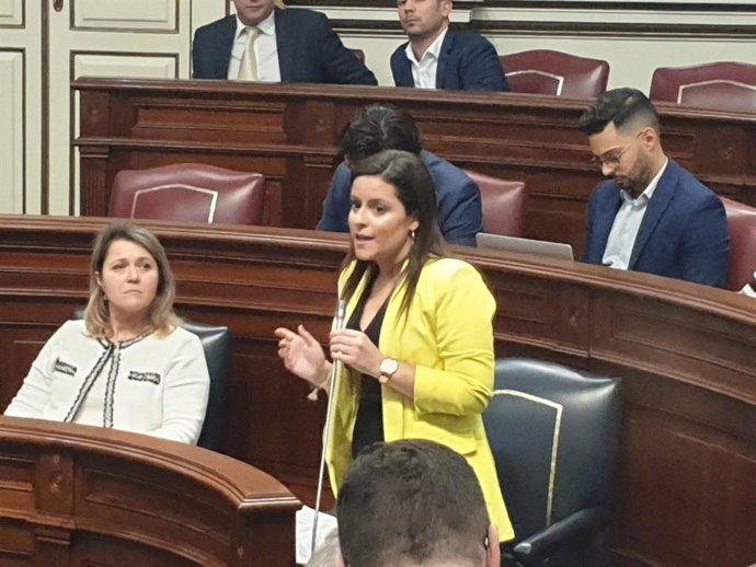 La consejera de Turismo, Industria y Comercio del Gobierno de Canarias, Yaiza Castilla, en sesión plenaria