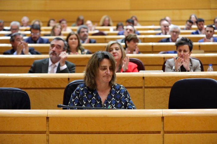 La vicepresidenta cuarta del Gobierno, Teresa Ribera, durante la primera sesión de control al Gobierno de coalición PSOE y Unidas Podemos de la XIV Legislatura en el Senado, en Madrid (España), a 11 de febrero de 2020.