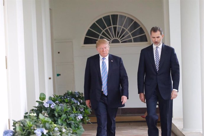 Donald Trump y el Rey Felipe en la casa Blanca en 2018