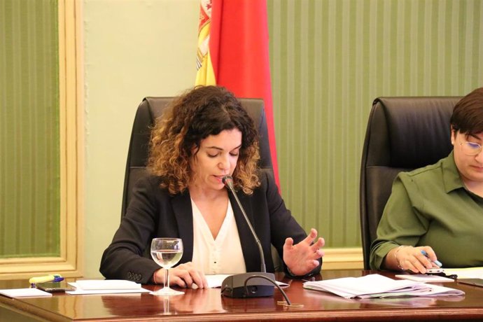 La consellera de Hacienda y Relaciones Exteriores, Rosario Sánchez, en la comparecencia para exponer la cuenta general de 2018.