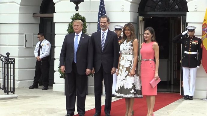 Els reis Felip i Letícia amb Donald i Melania Trump el juny del 2018  .