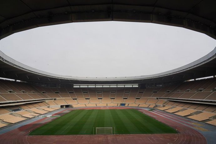 Estadio de la Cartuja, sede de las cuatro próximas ediciones de la final de la Copa del Rey de fútbol. Sevilla a 12 de febrero 2020