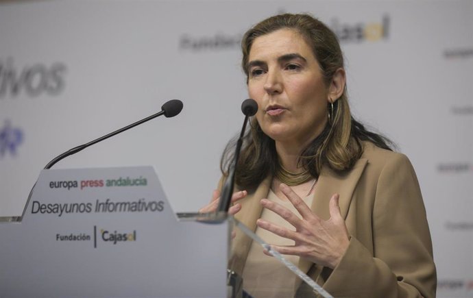 La consejera de Empleo, Rocío Blanco, este miércoles en los desayunos informativos de Europa Press Andalucía.