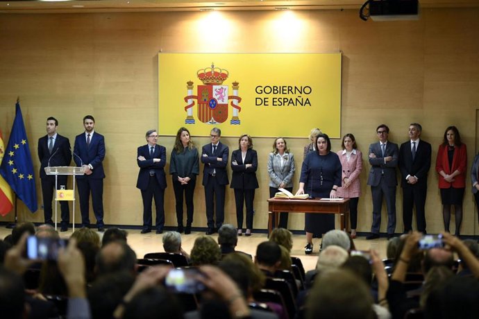 Toma de posesión de Maite Arcos como nueva directora general de Telecomunicaciones y Ordenación de los Servicios de Comunicación Audiovisual, durante la ceremonia de toma de posesión de altos cargos del Ministerio de Asuntos Económicos y Transformación 