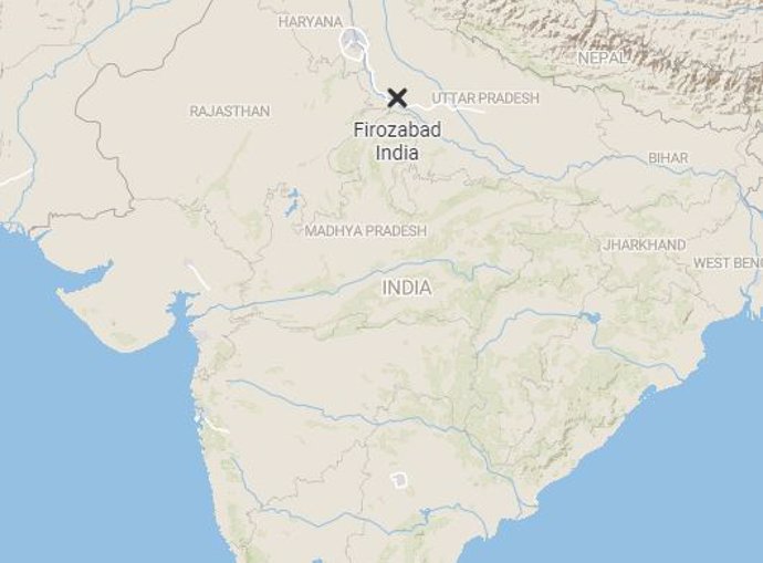 Mapa de Firozabad, en el estado de Uttar Pradesh, en el norte de India, donde ha tenido lugar el accidente