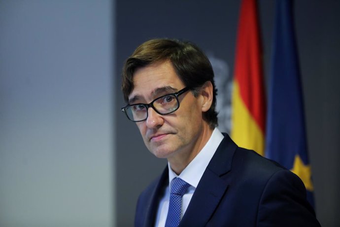 El ministre de Sanitat, Salvador Illa, durant la roda de premsa posterior a la reunió ministerial d'avaluació i seguiment del coronavirus, Madrid (Espanya) 1 de febrer del 2020.