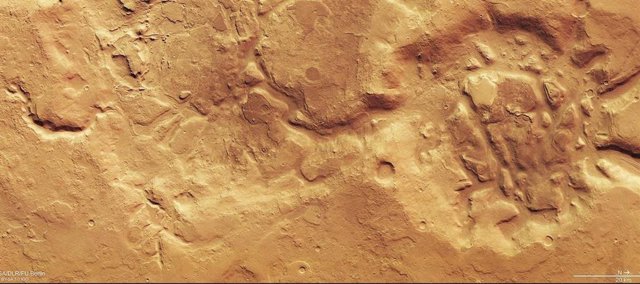 Nilosyrtis Mensae, terreno erosionado en Marte